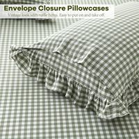 Parure de lit 4 pièces en percale de coton à motif gingham, taille Queen, 200 fils, respirante, résistante à la décoloration et au rétrécissement, pour chambre à coucher