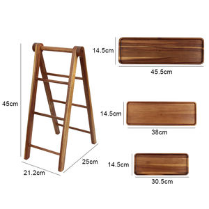 Decoración de mesa de cena de boda de lujo platos de madera plato bandeja de madera juego de bandeja de servicio soporte de pastel de 3 niveles bandeja de servicio de madera - Product Image 2