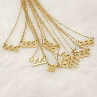 Elegante Collar Minimalista de Acero Inoxidable con Número de Ángel 111-999, Cadena de Eslabones Chapada en Oro de 18K, Collar de Número de la Suerte a la Moda