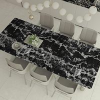 ORON DECO Autocollants muraux de cuisine imperméables en marbre noir autocollants PVC 3D Rouleaux de papier peint