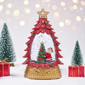Árbol de Navidad LED con globo de nieve Nevadas eléctricas Decoración de iluminación Adornos de escritorio Luz nocturna para Navidad - Product Image 3