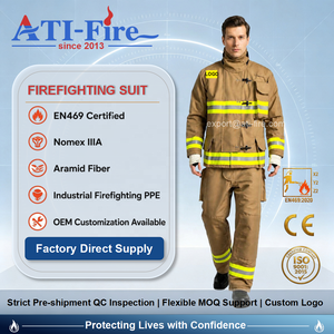 Tenue de <span class=keywords><strong>pompier</strong></span> ATI-FIRE, équipement de protection certifié CE EN469, Nomex IIIA Aramid 4 couches, sauvetage incendie, vente en gros OEM en usine - Product Image 2