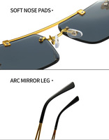 Vente flash - Lunettes de soleil carrées de haute qualité personnalisées à la mode avec protection UV400, design tête de léopard, monture en métal sans bordure pour hommes et femmes