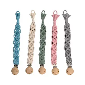 INS Nordic Style Pacifier Chain Wooden Handmade Anti Drop Chain Wall Hanging Decoration