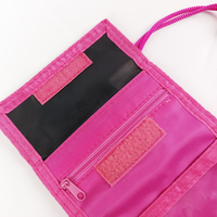 JR Tas Dompet Leher Portabel dengan Tali Pengikat yang Dapat Disesuaikan, Bahan Poliester dengan Ritsleting, untuk Kartu Nama dan Paspor, Cocok untuk Perjalanan Bisnis