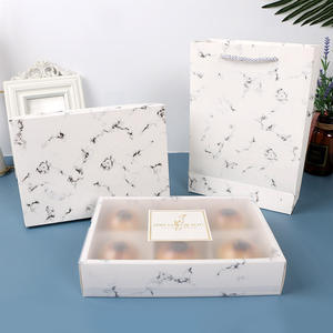 Caja para Postres con Impresión de Mármol, con 2, 4 o 6 Divisiones, para Cupcakes, Bombones, Galletas, con Funda de PVC Esmerilado - Product Image 3