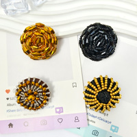 Kancing Akrilik Bulat Berhias Manik-manik Emas Jahitan Tangan untuk Hiasan Gaun Formal, Jas, Perlengkapan Kerajinan DIY