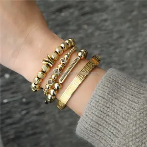 Fabricant femmes hommes populaire Offre Spéciale Designer bohême manchette bracelet ensemble couronne 4 pièces/ensemble Zircon luxe breloques pour Bracelet