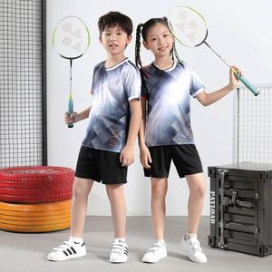 Moisture Wicking Printed Kids Uniform Set Boys Girls Training Match Long-Wearing Fresh Comfortable Quick Dry <b>Badminton</b> - Product Image 2