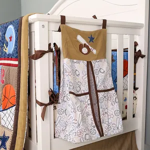 6本ヒグマプリントアップリケ刺繍ベビーベッド保育園寝具セット男の子用家庭用