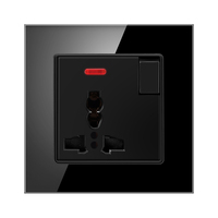 Prise à trois trous avec interrupteur en verre trempé, norme internationale AC220V-250V 13A, avec SDK