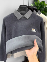 Pull en maille à col rond pour homme, couleur unie, personnalisable avec logo OEM, style décontracté et professionnel