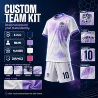 Ensemble de maillots de football personnalisés pour enfants, sublimation, rose et blanc, dégradé à pincel, respirant, extensible dans quatre directions, séchage rapide