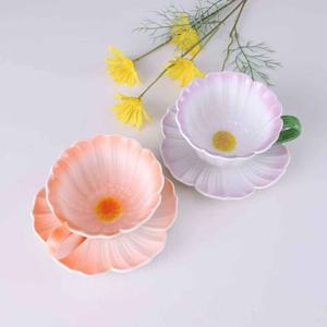 Juego de Taza y Platillo de Café de Cerámica Vintage de 250 ml, Diseño Floral Estilo Americano, Incluye Bandeja y Caja, Ideal para Fiestas y Té de la Tarde - Product Image 2