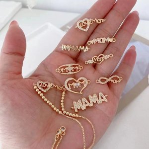 18k Brillant Plaqué Or <span class=keywords><strong>Micro</strong></span> Pave Amour mot Lettres Charmes Alphabet Charmes lettre Mot Bijoux - Product Image 5