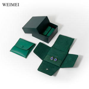 WEIMEI Rectangulaire En Cuir Velours Bijoux Voyage Organisateur Personnalisable Logo Vert Sac pour Bagues Collier Stockage Sécurisé - Product Image 6