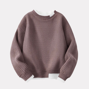 <span class=keywords><strong>Pull</strong></span> en maille pour enfants, nouveau modèle pour garçons, doublé en polaire, bleu, deux pièces, automne/hiver - Product Image 3