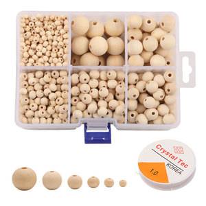 Natural Wood <b>Bead</b> <b>Set</b> Multi Size Round <b>Beads</b> For Bracelet Making DIY Craft Supplies 100Pcs Box - Product Image 5