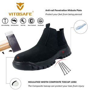 Pour VITOSAFE antistatique <span class=keywords><strong>Chelsea</strong></span> bottes de travail mode <span class=keywords><strong>nubuck</strong></span> cuir de vache sans lacet pour hommes et femmes pour l'hiver utilisation en usine - Product Image 2