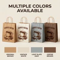 Sac fourre-tout personnalisé écologique pour café, sacs cadeaux en papier kraft vintage, emballages à emporter pour restaurants, accepte les commandes