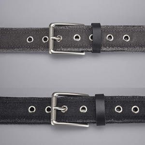 Fabbricazione all'ingrosso Casual tessuto Jeans cinture per uomo donna scintillante blu tessuto Denim cintura con fibbia a singolo polo - Product Image 3