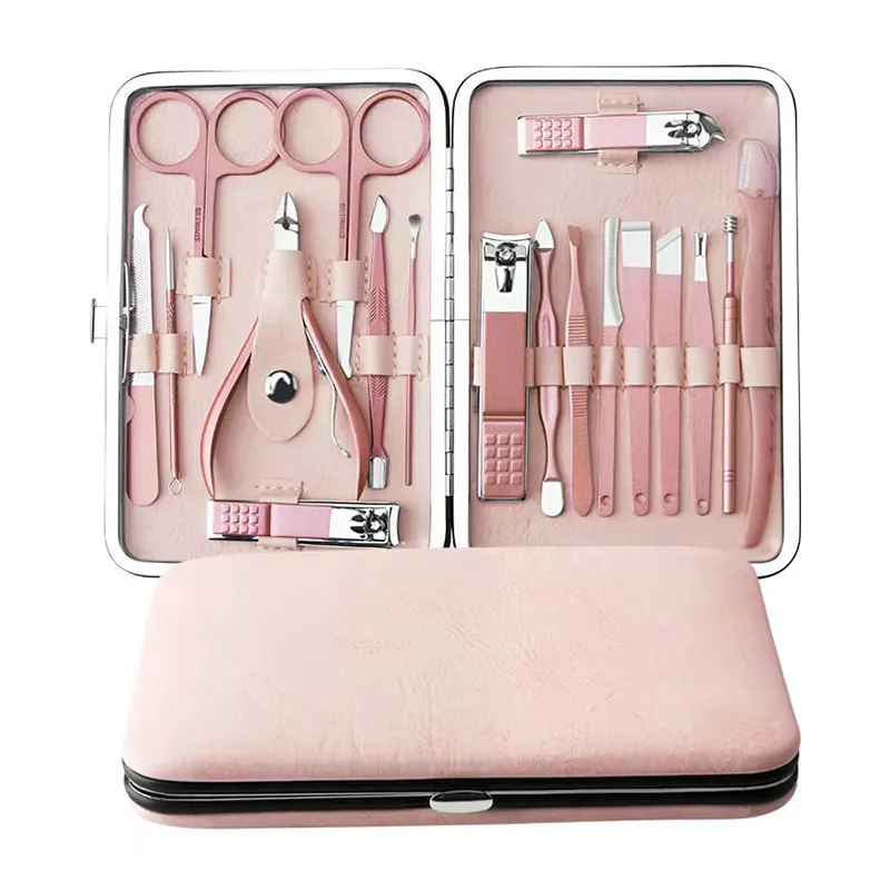 Miss You 18 Pcs Personal Manicure Nail Tools Set Travel Portable Nail Clippers Manicure Grooming Kit Manicure Pedicure Set