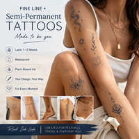 Stiker Tato Semi Permanen Mini Minimalis Tahan Air Tahan Lama Tinta Biru Tato Temporer