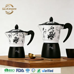 Kingze OEM Cafetière en aluminium pour cuisinière personnalisée 1 3 6 tasses Pot Moka Espresso italien <span class=keywords><strong>vintage</strong></span> - Product Image 1