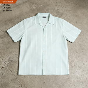 <span class=keywords><strong>Camicia</strong></span> a maniche corte a righe da <span class=keywords><strong>uomo</strong></span> personalizzata OEM, stile spiaggia, leggera, traspirante, in cotone e <span class=keywords><strong>lino</strong></span> certificato, con logo personalizzato ed etichetta privata. - Product Image 1