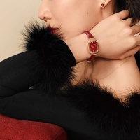 Jam Tangan Wanita Merah Muda Retro Model Kubus Gula dengan Jarum Baja Tahan Karat Ramah Lingkungan - Produk Baru, Promo Terbatas