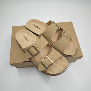 High Quality School Wood Style Fashion High <strong>Wedge</strong> Double Buckle Sandals Women - Product Image 4