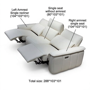 Sofá Seccional Reclinable Eléctrico <span class=keywords><strong>de</strong></span> <span class=keywords><strong>3</strong></span> <span class=keywords><strong>Plazas</strong></span>, Moderno, <span class=keywords><strong>de</strong></span> Cuero Genuino, Lujoso y Funcional, con Carga USB para Hotel, Apartamento, Villa - Product Image 2