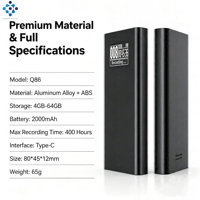 Enregistreur vocal numérique Q86 à longue autonomie, 400 heures d'enregistrement, alliage d'aluminium ABS, écran OLED de 0,77 pouces, haut-parleur intégré