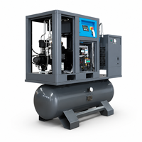 Compresor de Aire de Tornillo Rotativo Lubricado con Aceite Industrial, 7.5KW 10HP, 4 en 1 Integrado, 8 Bar, Bajo Ruido, Eficiente Energéticamente