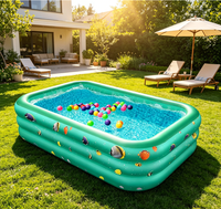 Piscine gonflable rectangulaire en PVC HC-042001 avec trois anneaux, écologique et portable pour tous les âges
