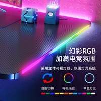 Bureau de jeu d'angle en fibre de carbone RGB 1600*1000mm, bureau d'ordinateur de jeu en forme de L pour le commerce transfrontalier
