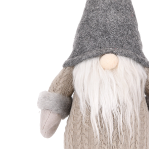 <b>Grey</b> Felt Cone Hat Christmas Gnome Plush Cable Knit Sweater Tomte Doll with Fur Cuff Mittens for Nordic <b>Shelf</b> Decor - Product Image 3