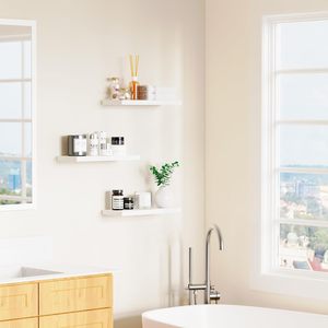 3 Bộ khung tường bằng gỗ màu trắng, kệ treo tường nổi, thích hợp cho nhà bếp, phòng khách, phòng ngủ, khung trưng bày - Product Image 4