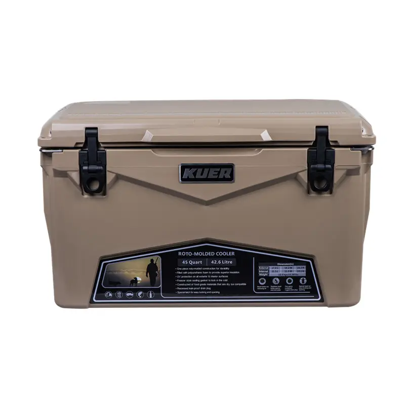 45L rotomolded insulated fishing cooler box LLDPE ice cooler box for summer
