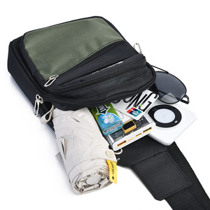 KELYLEK Men's Crossbody Bag Oxford Cloth Multi Layer Chest Bag Fashionable Business Travel Gray Black Green Blue - Product Image 4