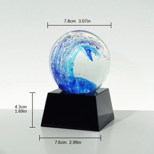 ลูกบอลแก้วคริสตัลสั่งทำรางวัลรางวัลด้วยเลเซอร์สลักลายคลื่นฟองฐานสีดำขัดเงาสำหรับตกแต่งบ้าน - Product Image 5