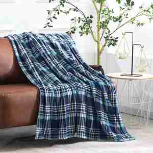 Manta ligera de lana de franela a cuadros de búfalo para sofá cama granja suave y acogedora manta personalizada Azul Marino - Product Image 5