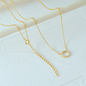 CANNER Venta al por Mayor de Collares Sencillos de Plata de Ley 925, Colgante Geométrico Hueco de Círculo Redondo con Diamantes, Collares Chapados en Oro de 18K - Product Image 4