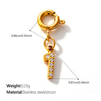 Accessoires de bijoux DIY en acier inoxydable, pendentif micro-pavé en zircon, breloques numérotiques porte-bonheur pour collier et bracelet