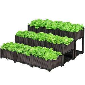Flower Box Planting Container Outdoor Garden Balcony Vegetable Grower <b>Plastic</b> Raised Bed Multi Tier Stackable <b>Planter</b> - Product Image 3