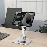 Support de tablette et de téléphone portable réglable, pliable, stable, portable, en alliage d'aluminium, antidérapant, rotation à 360 degrés