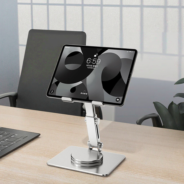 Anti slip Pad Aluminum Alloy 360 Degree Rotation Foldable Portable Stable Travel Adjustable Tablet Mobile Cellphone Holder Stand