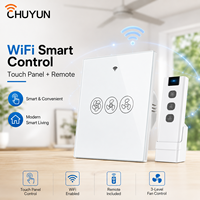 Ventilador de Techo Inteligente Chuyun con Wifi, Interruptor de Ventilador Inteligente Tuya con Wifi para UE y Reino Unido, con RF de 433 Mhz, Compatible con Alexa/Asistente de Google