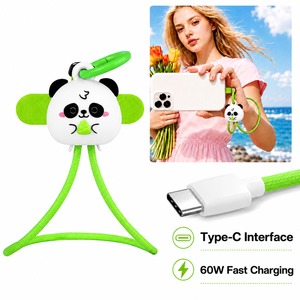 สายชาร์จเร็ว Panda Design 60W สายคล้องข้อมือแบบสั้น พกพาสะดวก สำหรับโทรศัพท์มือถือ แล็ปท็อป เหมาะสำหรับการเดินทางและใช้งานในออฟฟิศ - Product Image 1