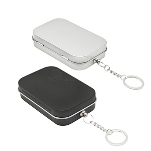 Hình Chữ Nhật Bản lề kim loại đóng gói hộp thiếc bạc đen đồng bằng <span class=keywords><strong>tin</strong></span> container kim loại nhỏ hộp thiếc với móc chìa khóa - Product Image 2